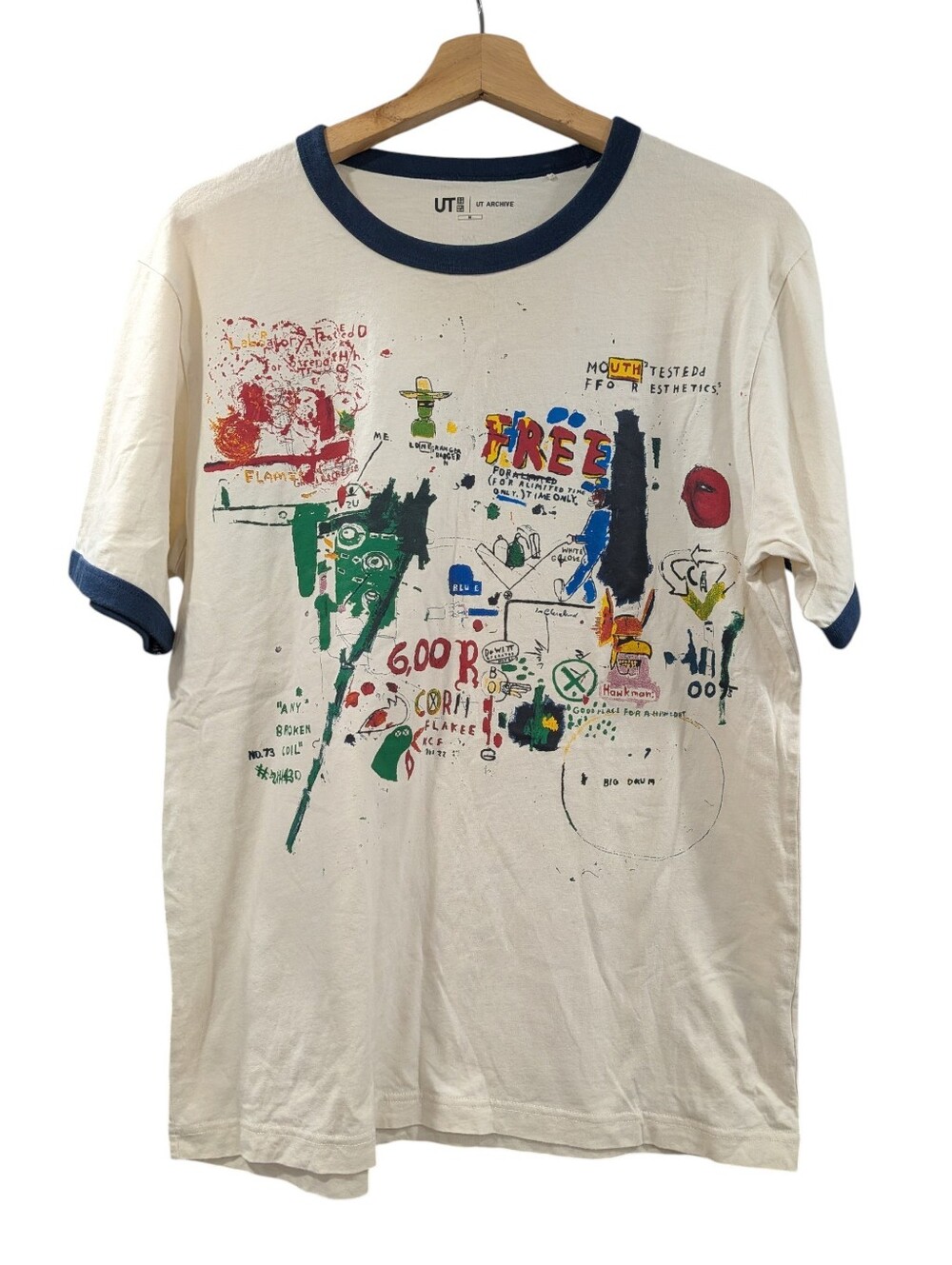Uniqlo UT  Jean-Michel Basquiat T Shirt Graphic Ringer Art Archive Size M